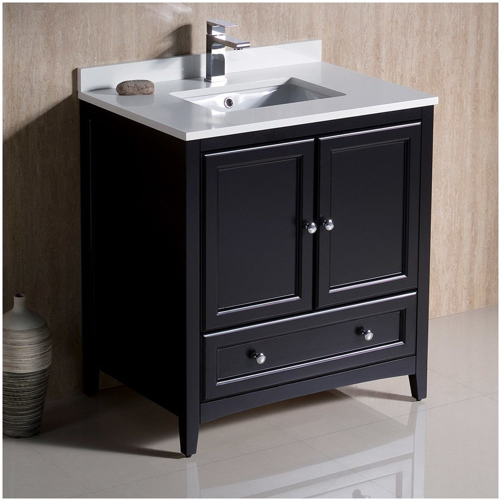 Fresca Oxford 30" Espresso Traditional Bathroom Cabinet w/ Top & Sink