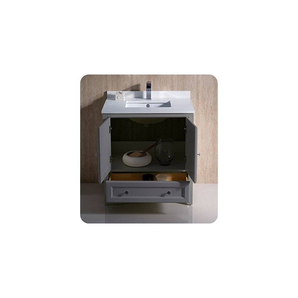 Fresca Oxford 30" Gray Traditional Bathroom Cabinet w/ Top & Sink