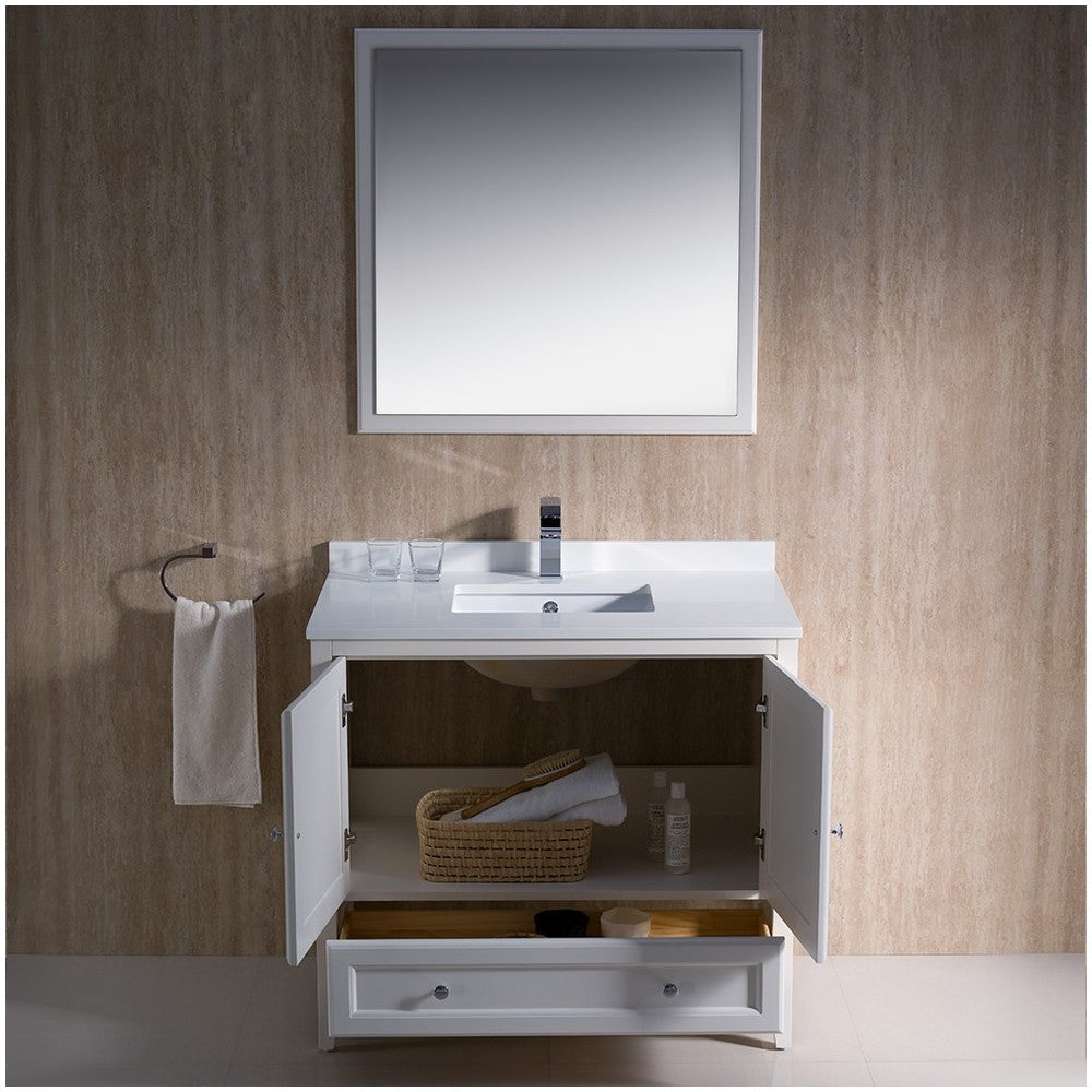 Fresca Oxford 36" Antique White Traditional Bathroom Vanity