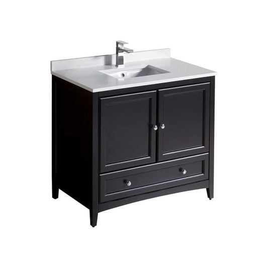 Fresca Oxford 36" Espresso Traditional Bathroom Cabinet w/ Top & Sink