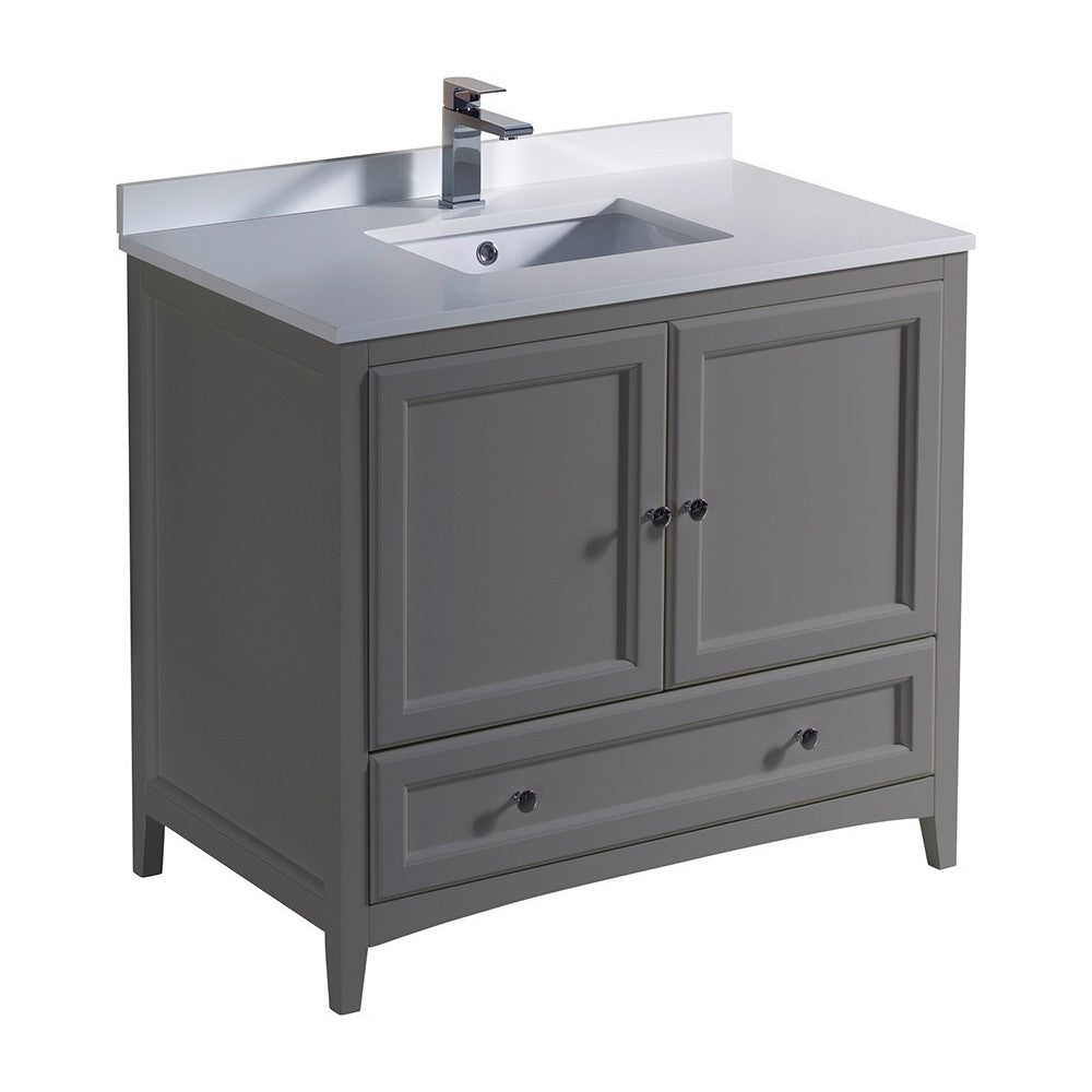 Fresca Oxford 36" Gray Traditional Bathroom Cabinet w/ Top & Sink
