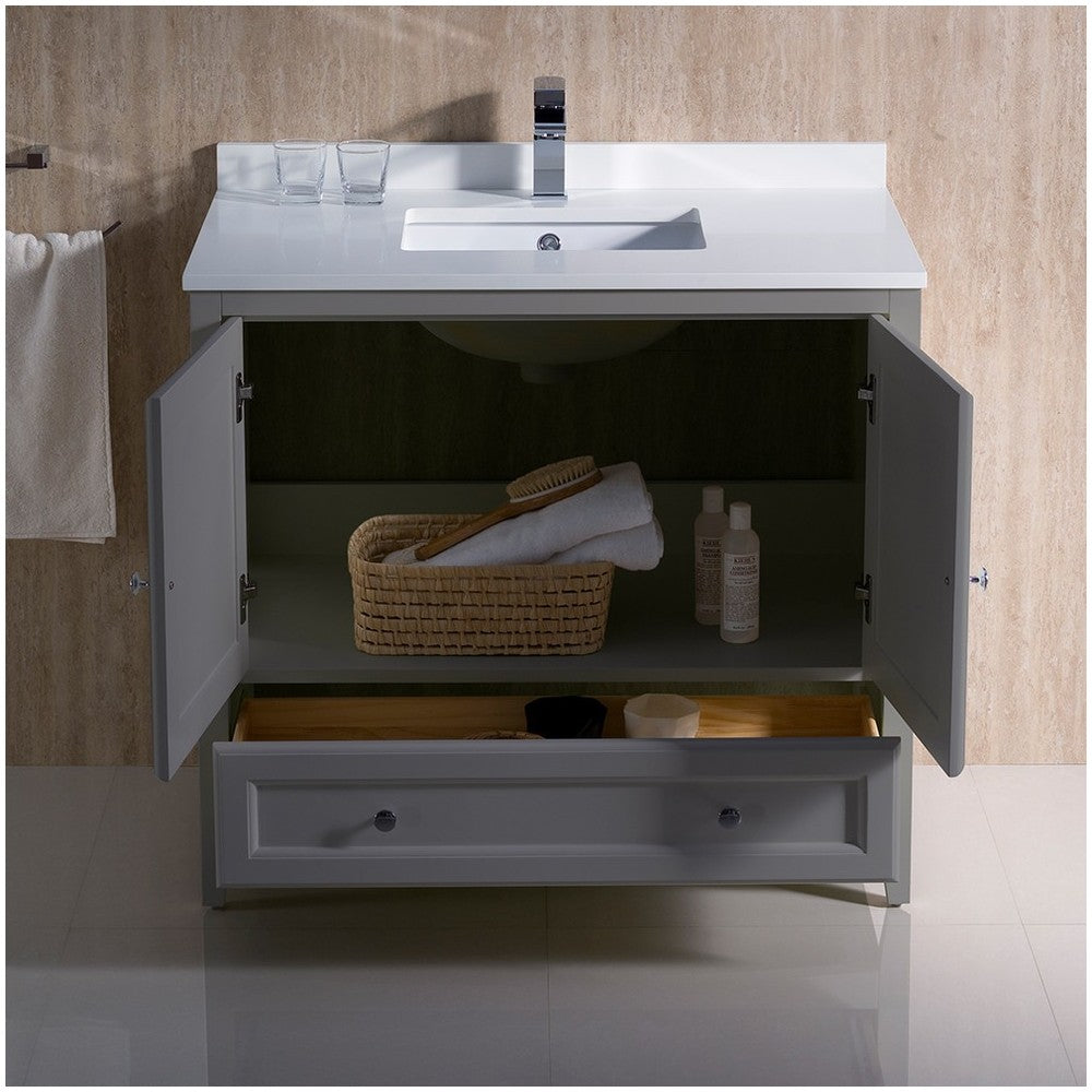 Fresca Oxford 36" Gray Traditional Bathroom Cabinet w/ Top & Sink