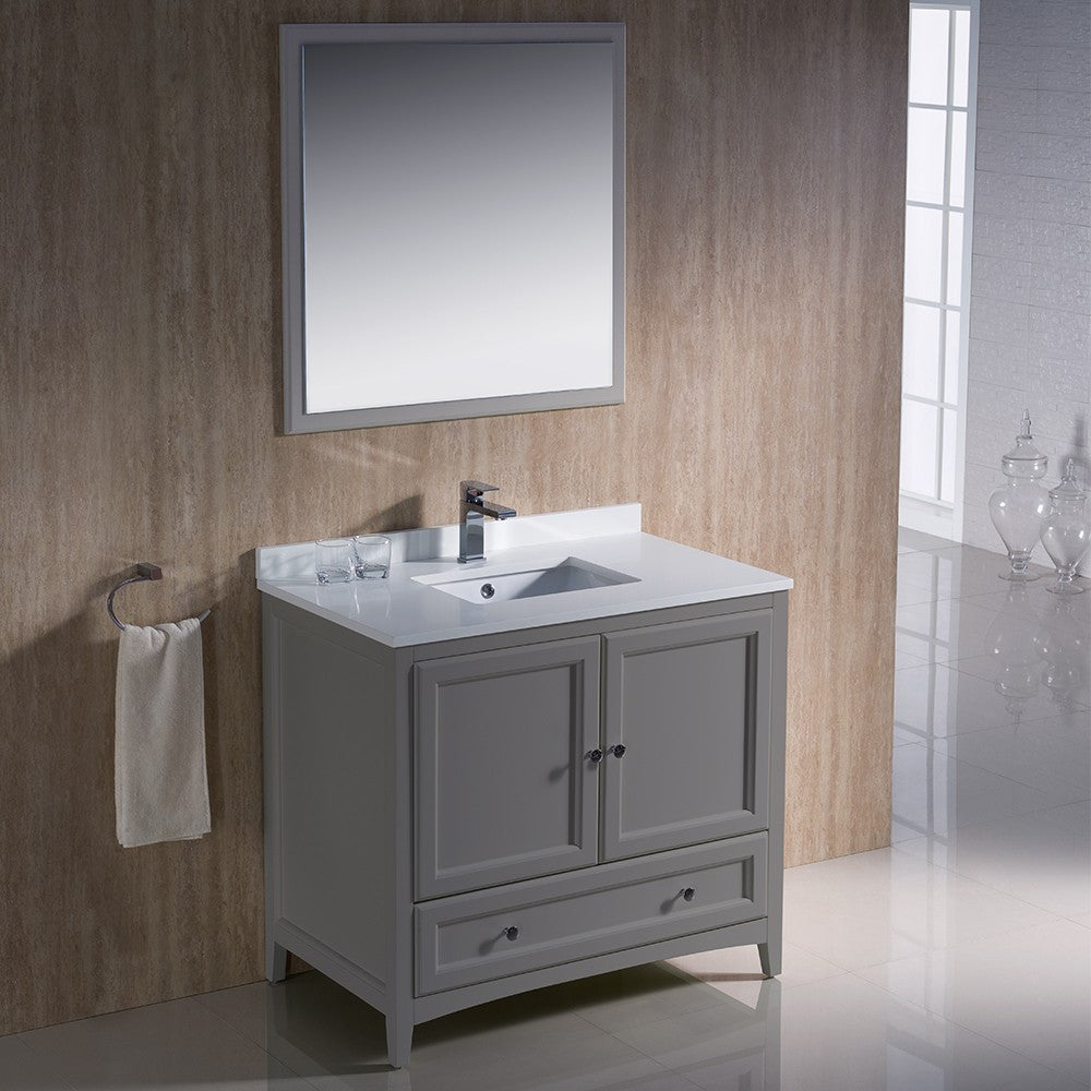 Fresca Oxford 36" Gray Traditional Bathroom Vanity