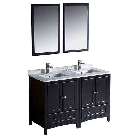 Fresca Oxford 48" Espresso Traditional Double Sink Bathroom Vanity