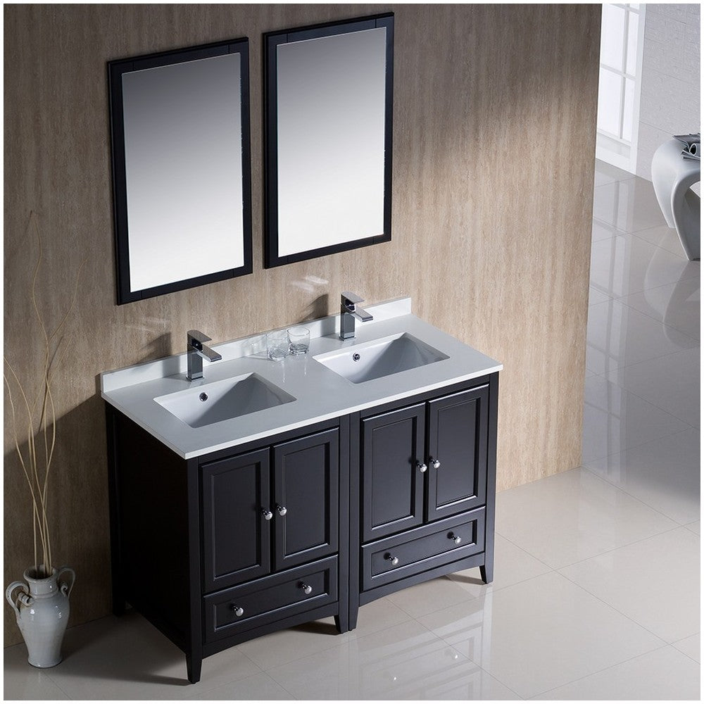 Fresca Oxford 48" Espresso Traditional Double Sink Bathroom Vanity