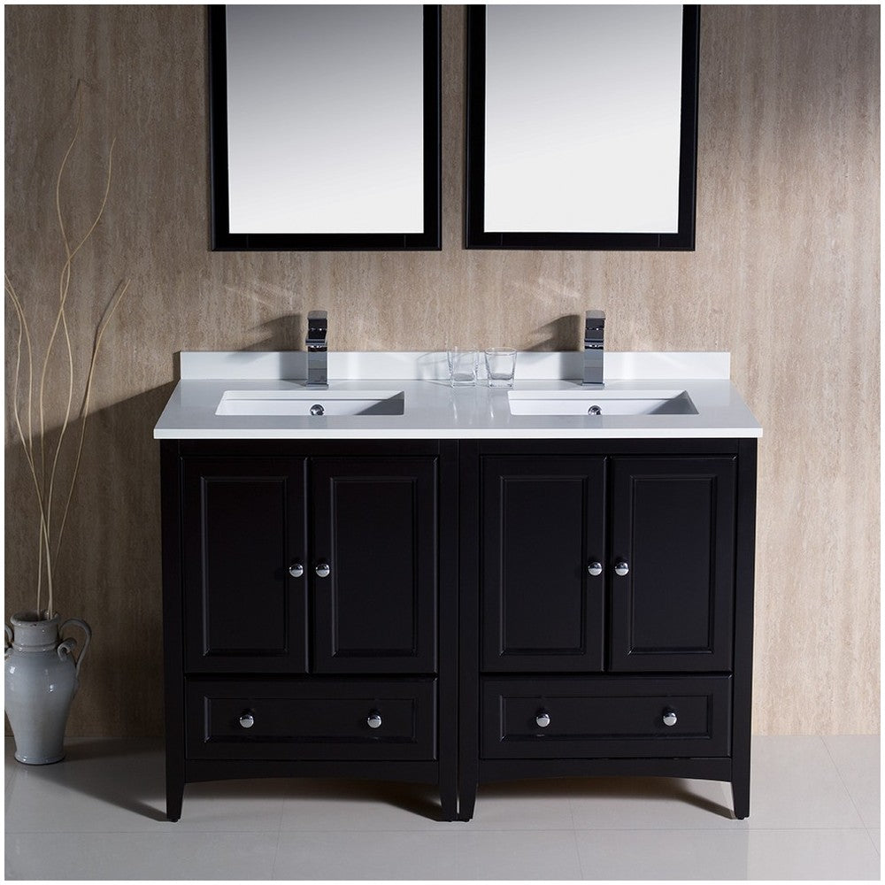 Fresca Oxford 48" Espresso Traditional Double Sink Bathroom Vanity