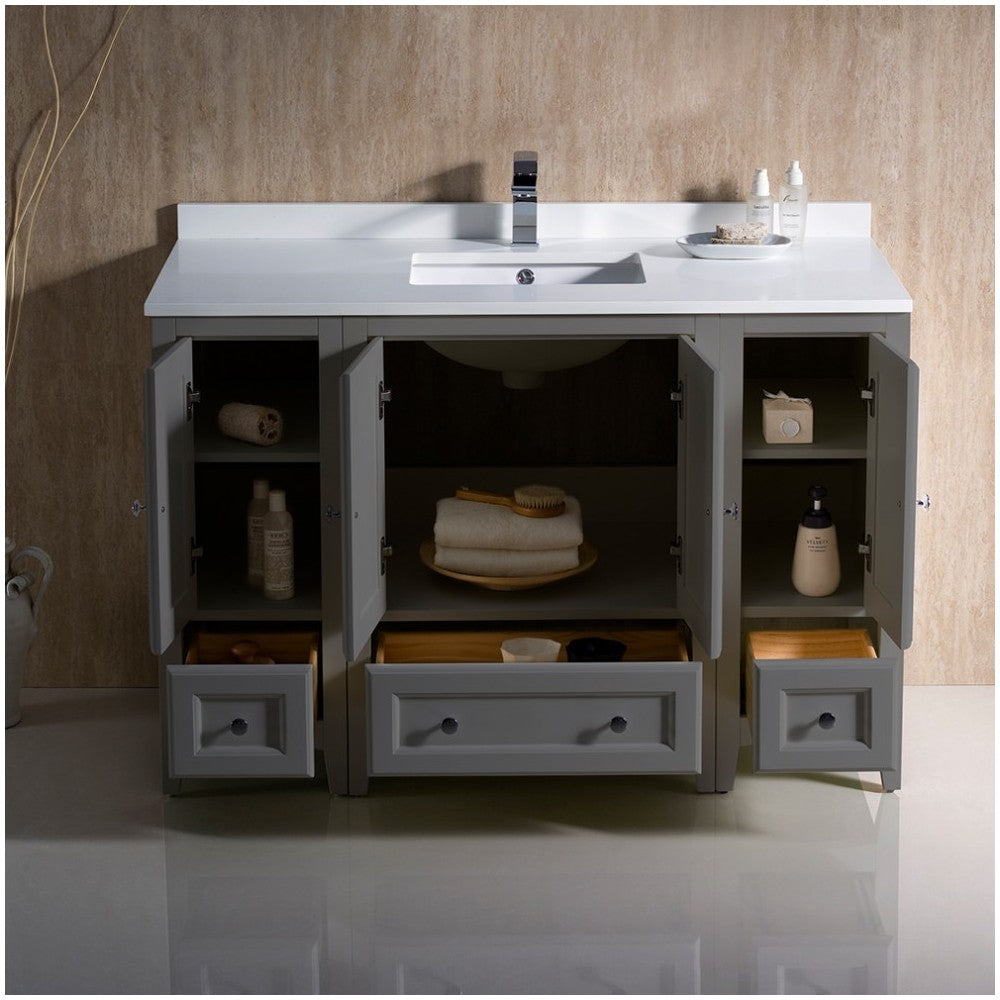 Fresca Oxford 48" Gray Traditional Bathroom Cabinets w/ Top & Sink