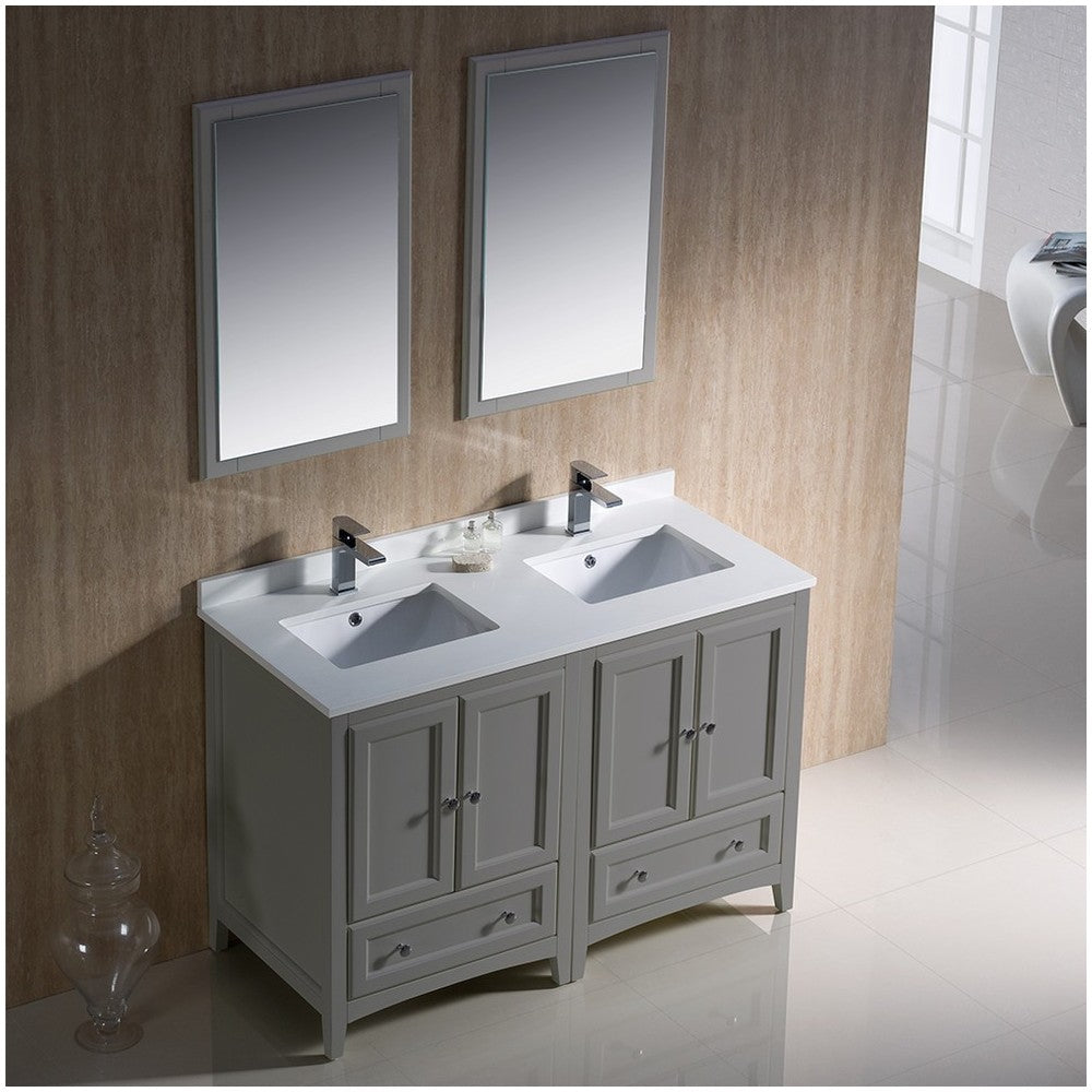 Fresca Oxford 48" Gray Traditional Double Sink Bathroom Vanity