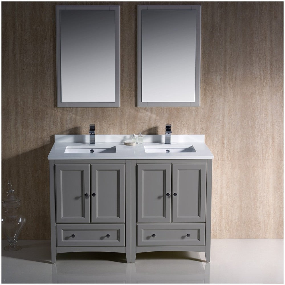 Fresca Oxford 48" Gray Traditional Double Sink Bathroom Vanity