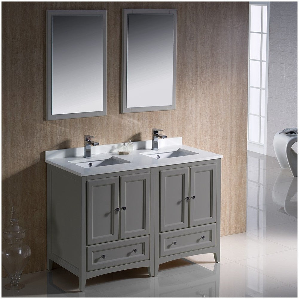 Fresca Oxford 48" Gray Traditional Double Sink Bathroom Vanity