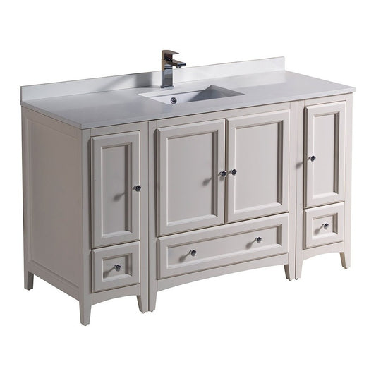 Fresca Oxford 54" Antique White Traditional Bathroom Cabinets w/ Top & Sink