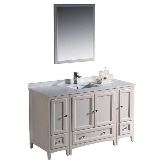 Fresca Oxford 54" Antique White Traditional Bathroom Vanity