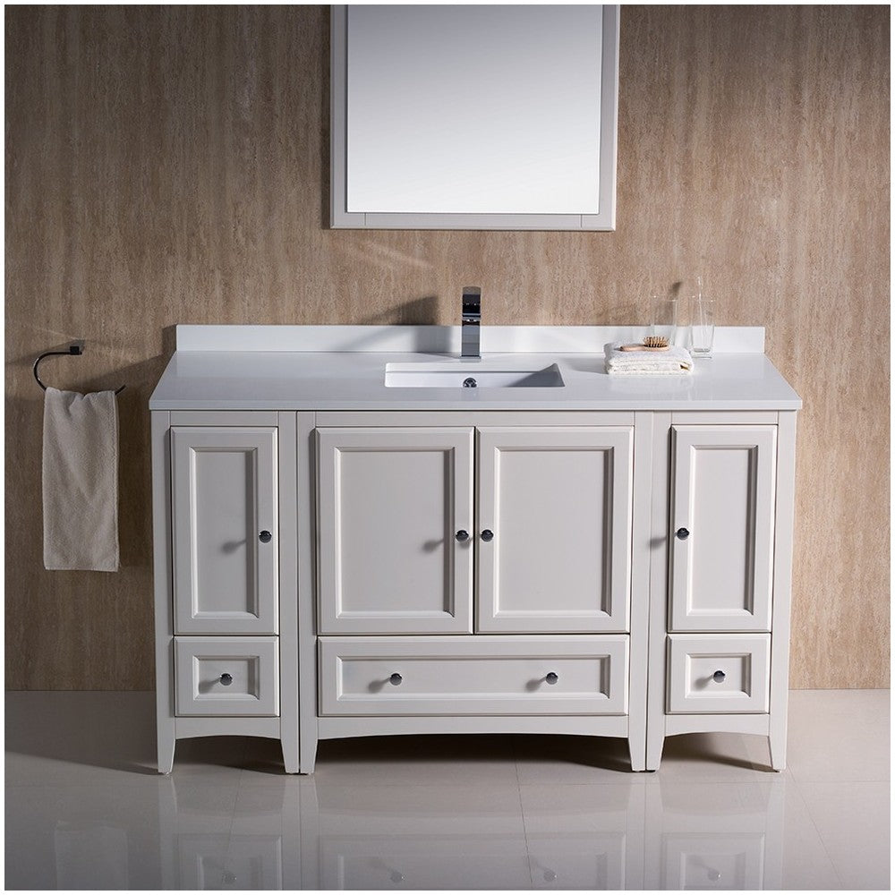 Fresca Oxford 54" Antique White Traditional Bathroom Vanity