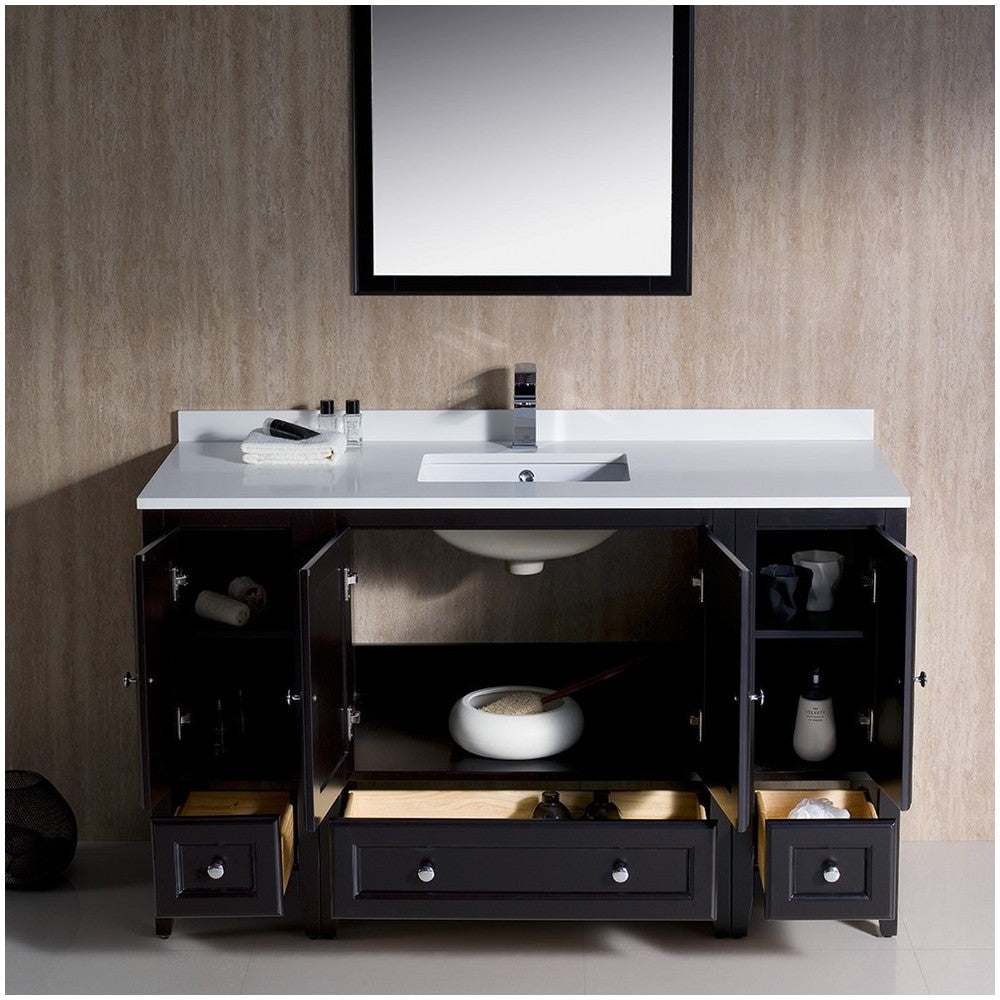 Fresca Oxford 54" Espresso Traditional Bathroom Vanity