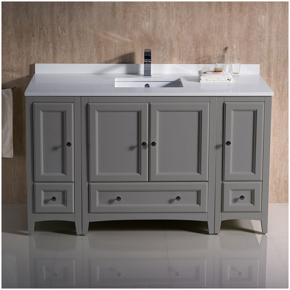 Fresca Oxford 54" Gray Traditional Bathroom Cabinets w/ Top & Sink
