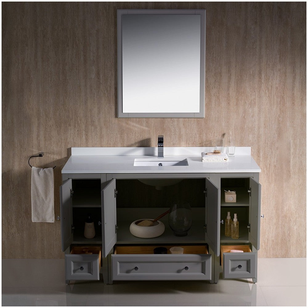 Fresca Oxford 54" Gray Traditional Bathroom Vanity