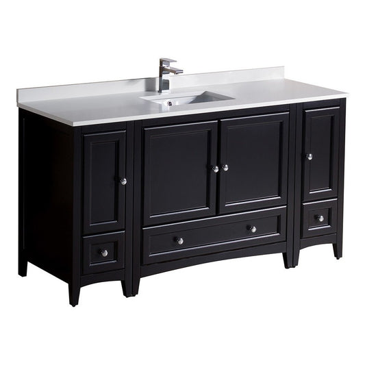 Fresca Oxford 60" Espresso Traditional Bathroom Cabinets w/ Top & Sink