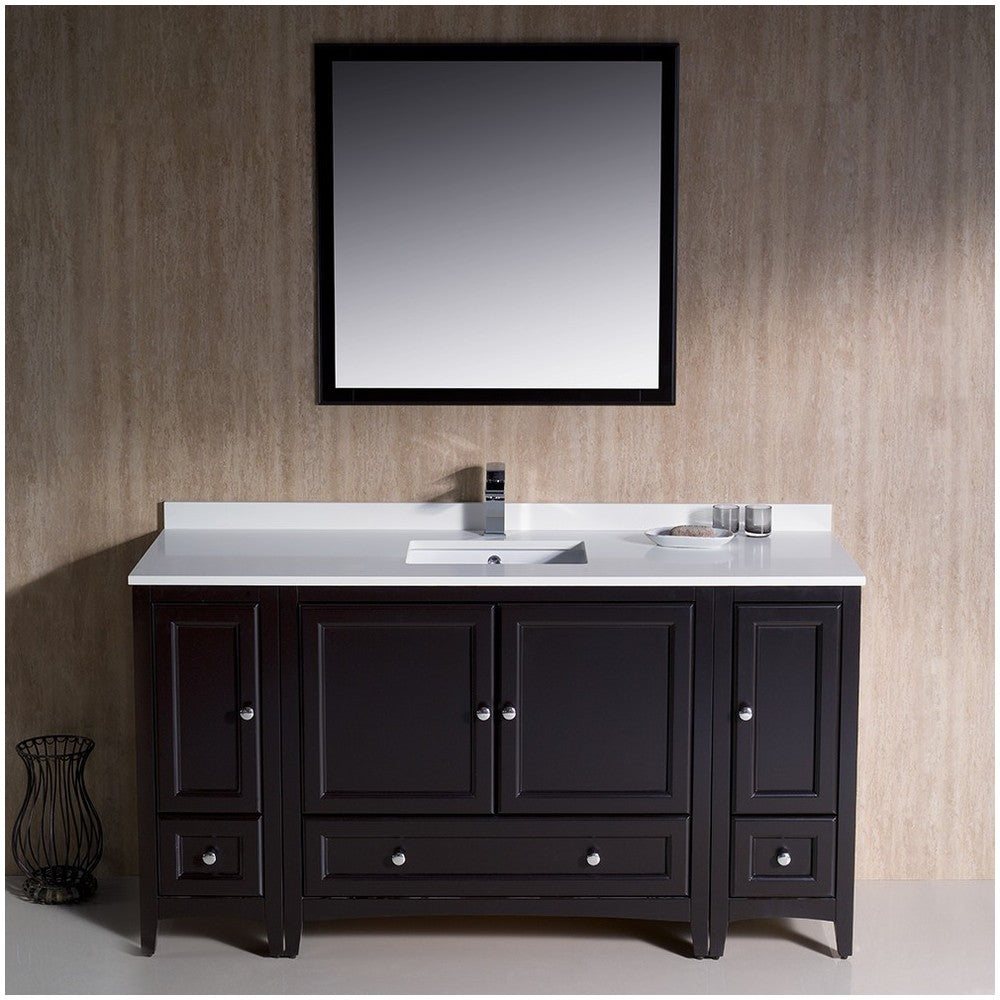 Fresca Oxford 60" Espresso Traditional Bathroom Vanity