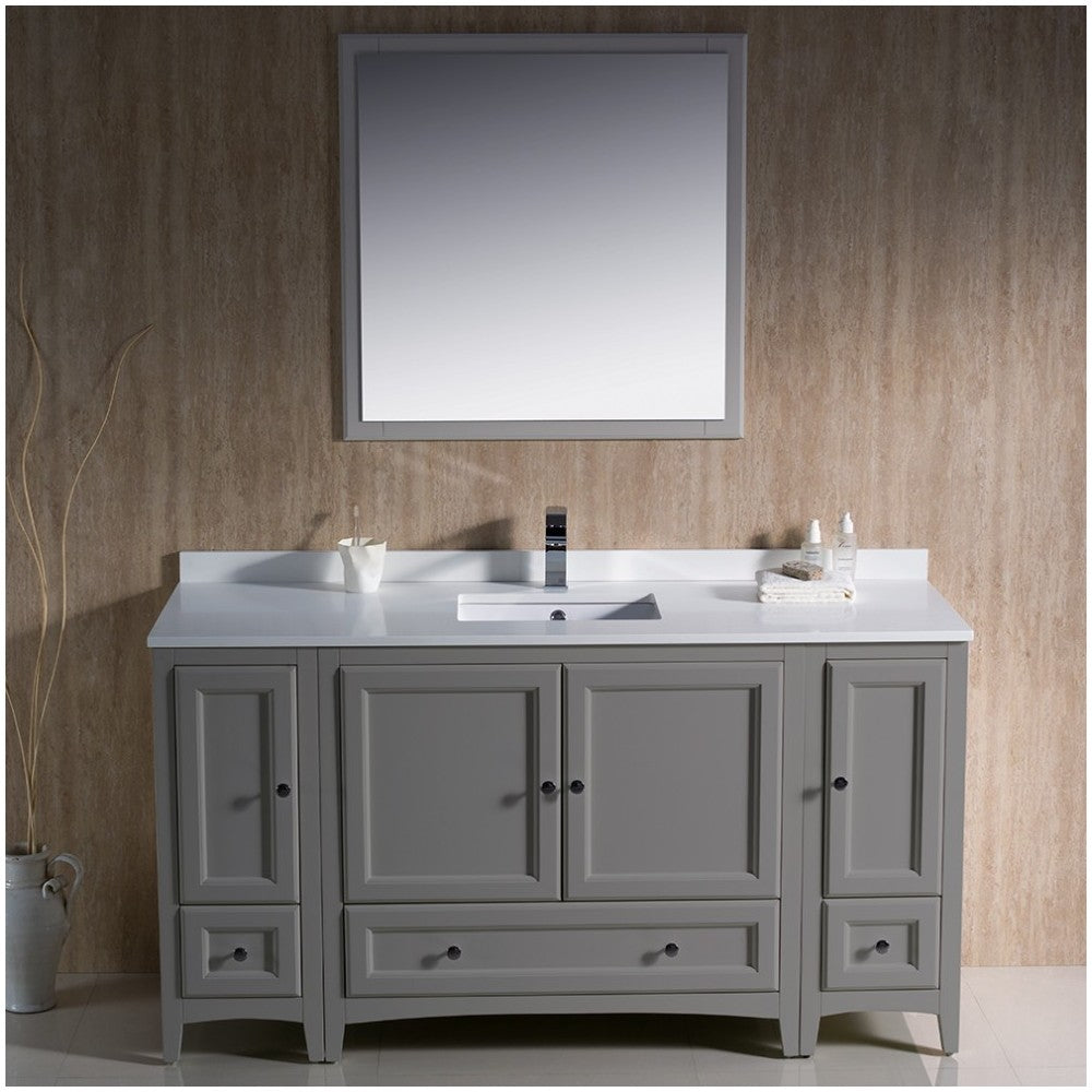 Fresca Oxford 60" Gray Traditional Bathroom Vanity