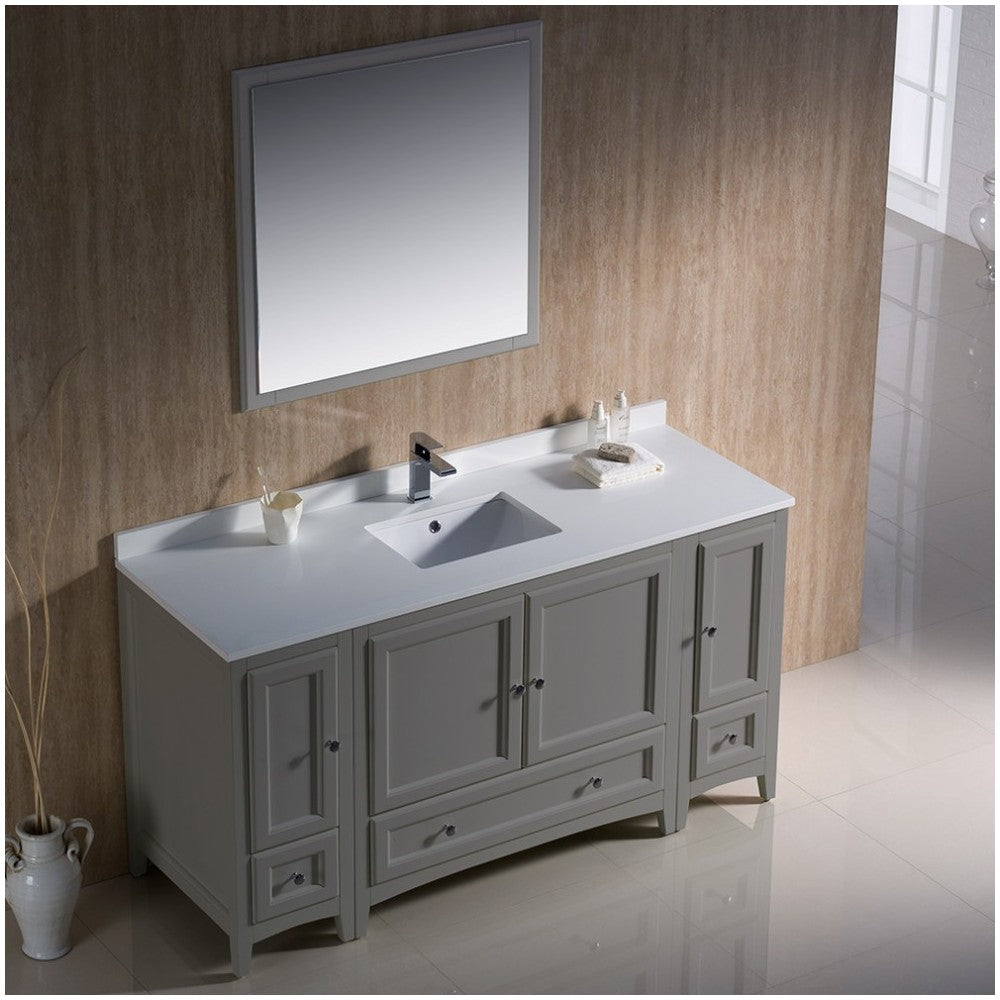 Fresca Oxford 60" Gray Traditional Bathroom Vanity