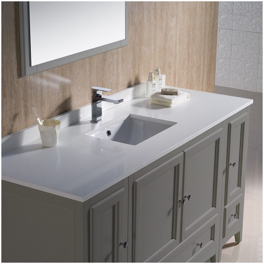 Fresca Oxford 60" Gray Traditional Bathroom Vanity