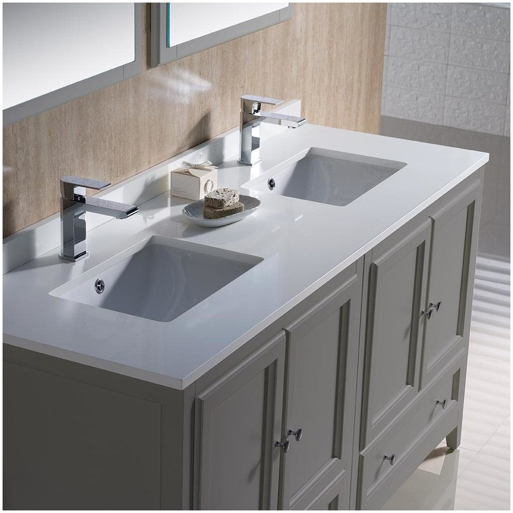 Fresca Oxford 60" Gray Traditional Double Sink Bathroom Vanity, FVN20-3030GR