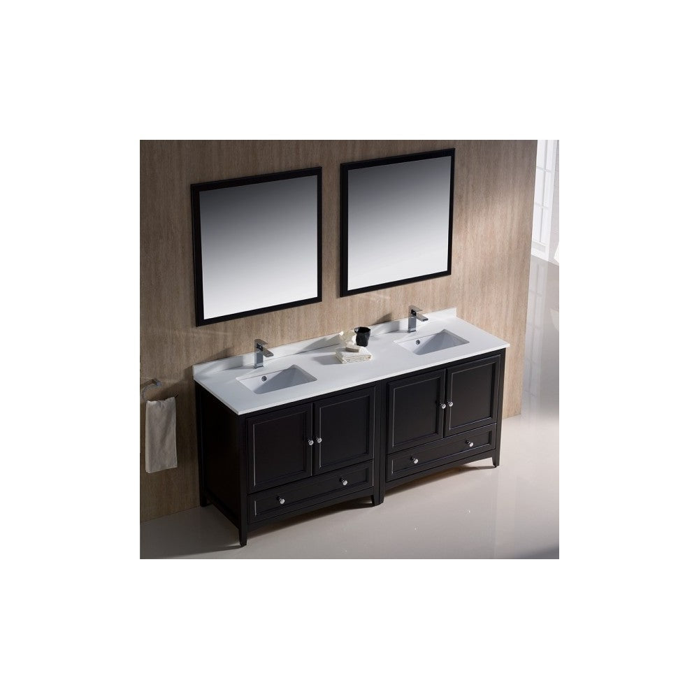 Fresca Oxford 72" Espresso Traditional Double Sink Bathroom Vanity, FVN20-3636ES