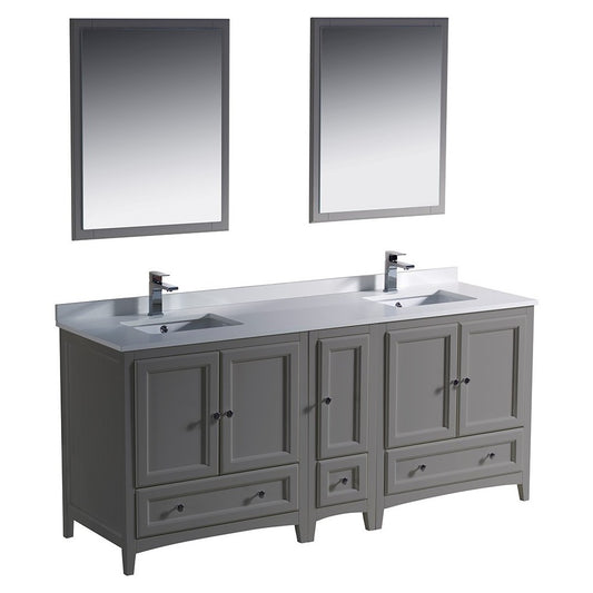 Fresca Oxford 72" Gray Traditional Double Sink Bathroom Vanity, FVN20-301230GR