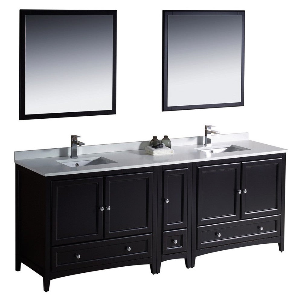 Fresca Oxford 84" Espresso Traditional Double Sink Bathroom Vanity