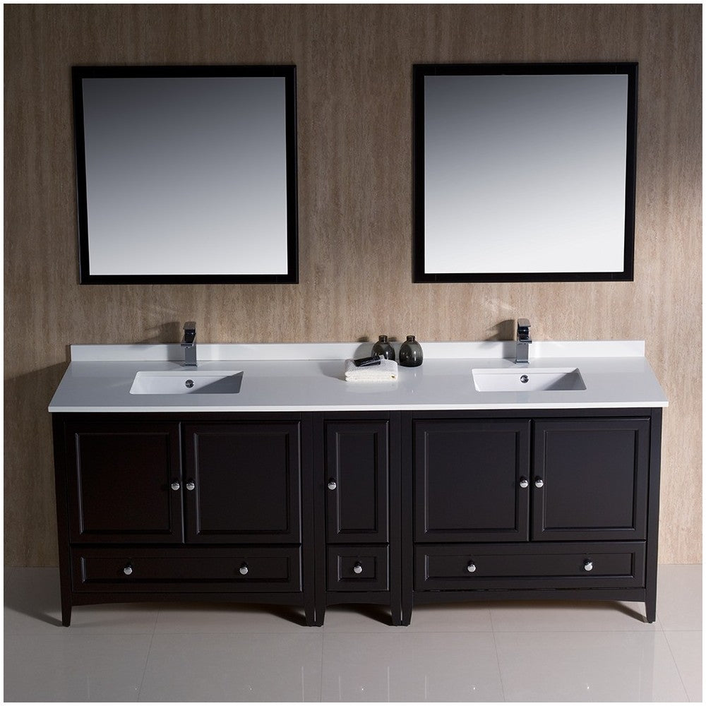 Fresca Oxford 84" Espresso Traditional Double Sink Bathroom Vanity