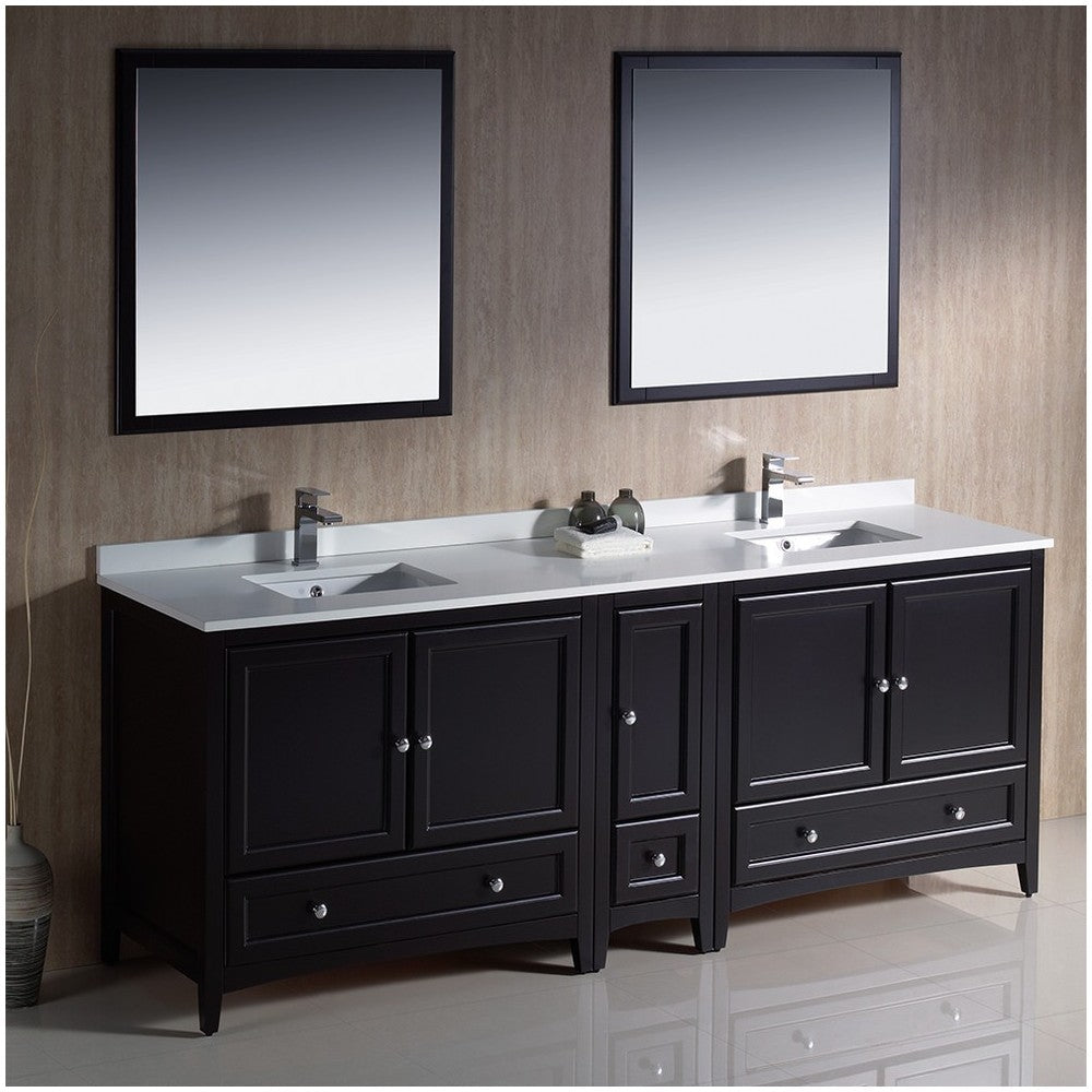 Fresca Oxford 84" Espresso Traditional Double Sink Bathroom Vanity