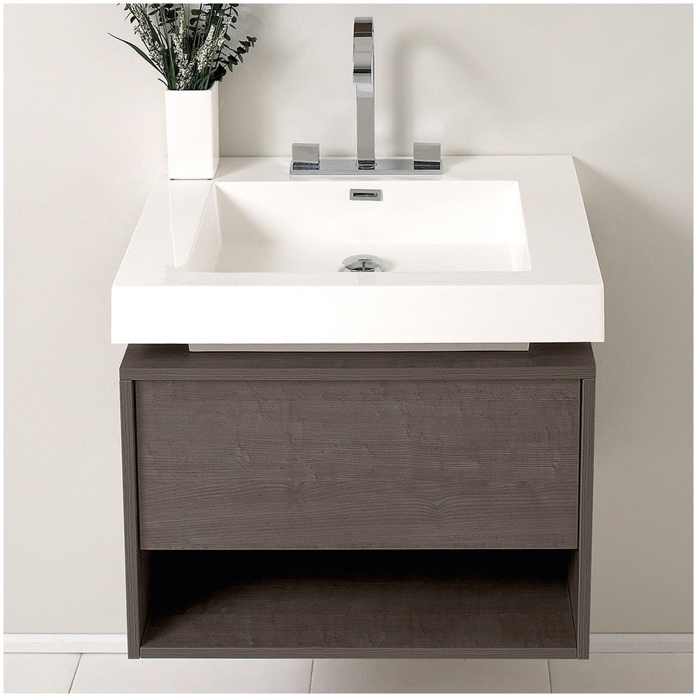 Fresca Potenza 28" Gray Oak Modern Bathroom Cabinet w/ Vessel Sink