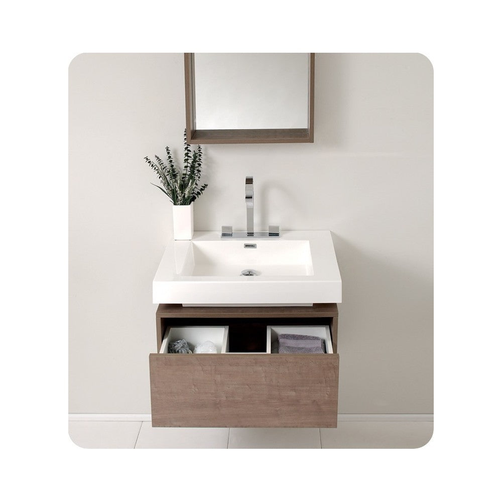 Fresca Potenza 28" Gray Oak Modern Bathroom Vanity w/ Pop Open Drawer