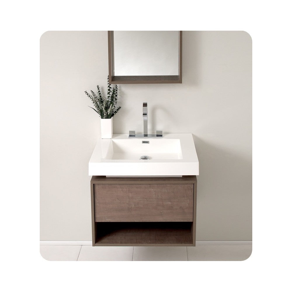 Fresca Potenza 28" Gray Oak Modern Bathroom Vanity w/ Pop Open Drawer