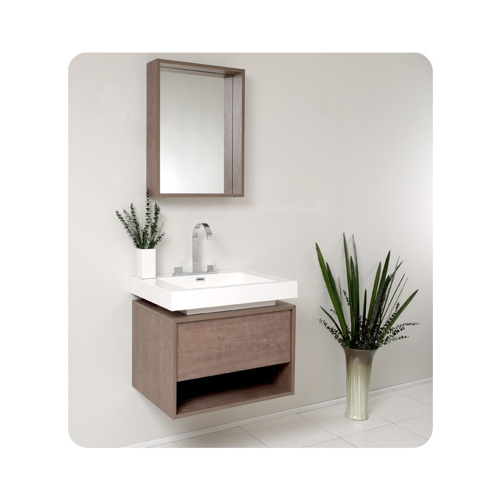 Fresca Potenza 28" Gray Oak Modern Bathroom Vanity w/ Pop Open Drawer