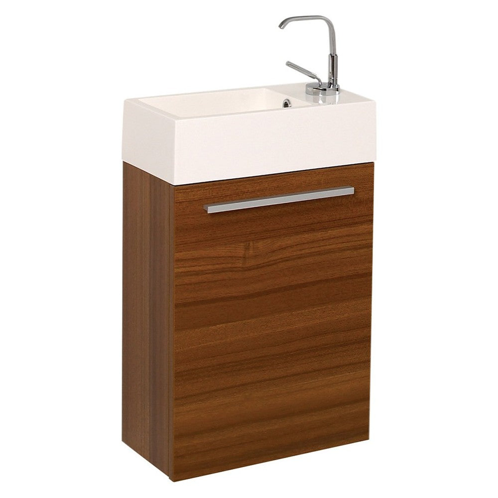 Fresca Pulito 16" Small Teak Modern Bathroom Vanity w/ Integrated Sink