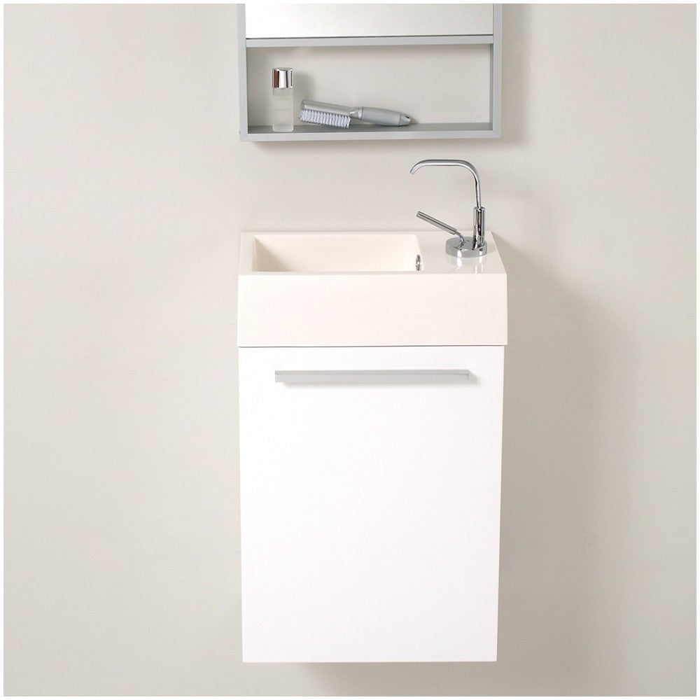 Fresca Pulito 16" Small White Modern Bathroom Vanity w/ Integrated Sink