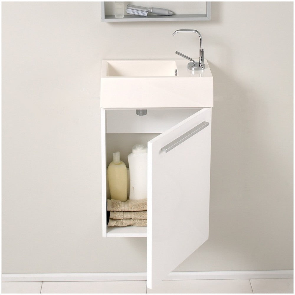 Fresca Pulito 16" Small White Modern Bathroom Vanity w/ Integrated Sink