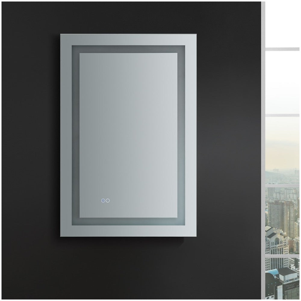 Fresca Santo 24" Wide x 36" Tall Bathroom Mirror w/ LED Lighting and Defogger