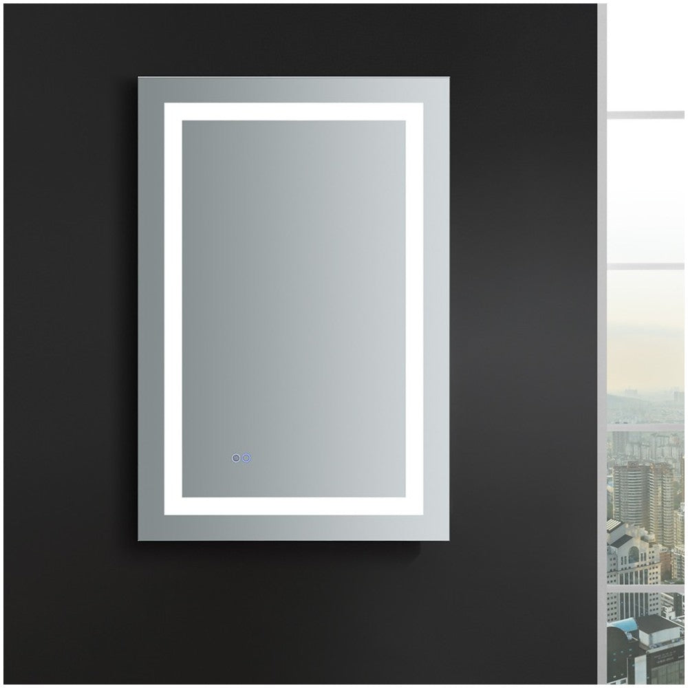 Fresca Santo 24" Wide x 36" Tall Bathroom Mirror w/ LED Lighting and Defogger