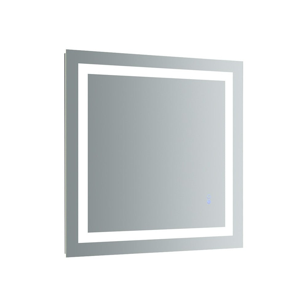 Fresca Santo 30" Wide x 30" Tall Bathroom Mirror w/ LED Lighting and Defogger