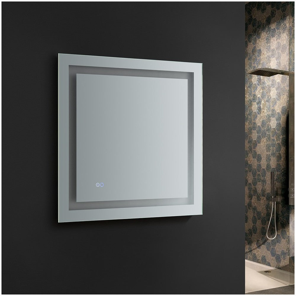 Fresca Santo 30" Wide x 30" Tall Bathroom Mirror w/ LED Lighting and Defogger