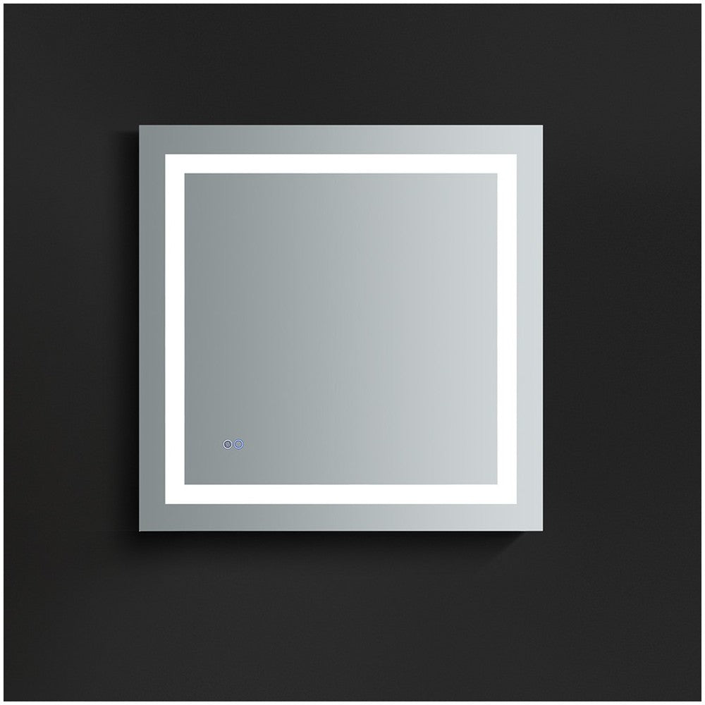 Fresca Santo 30" Wide x 30" Tall Bathroom Mirror w/ LED Lighting and Defogger