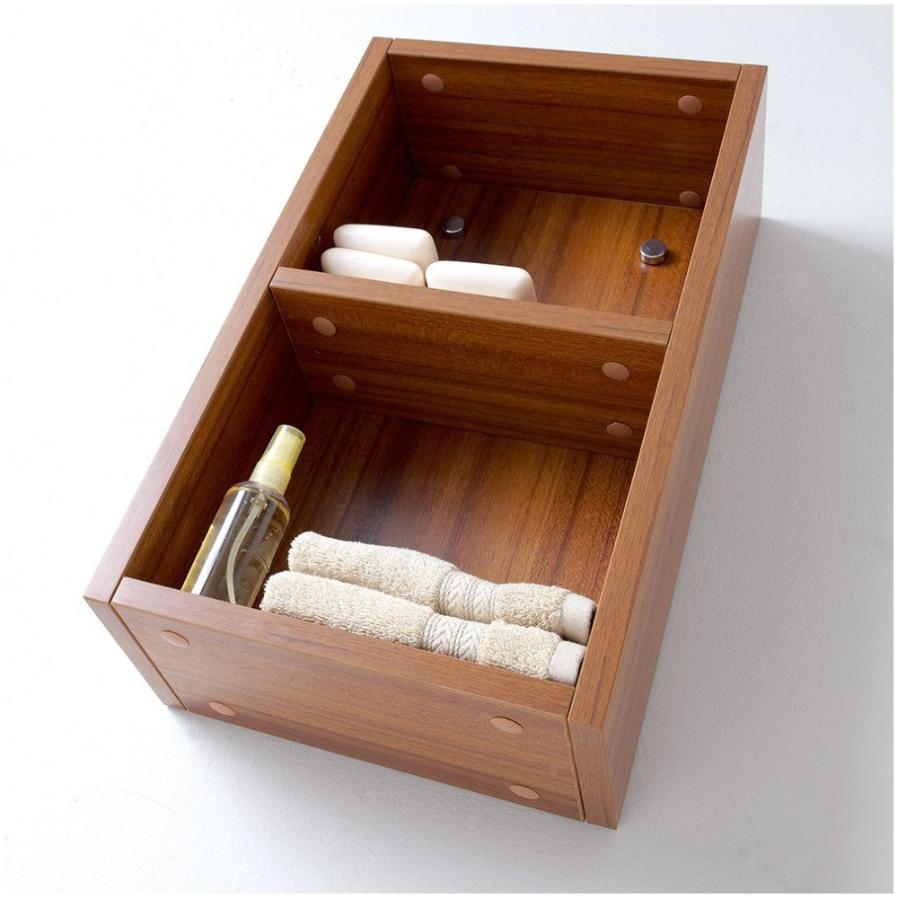Fresca Teak Bathroom Linen Side Cabinet w/ 2 Open Storage Areas
