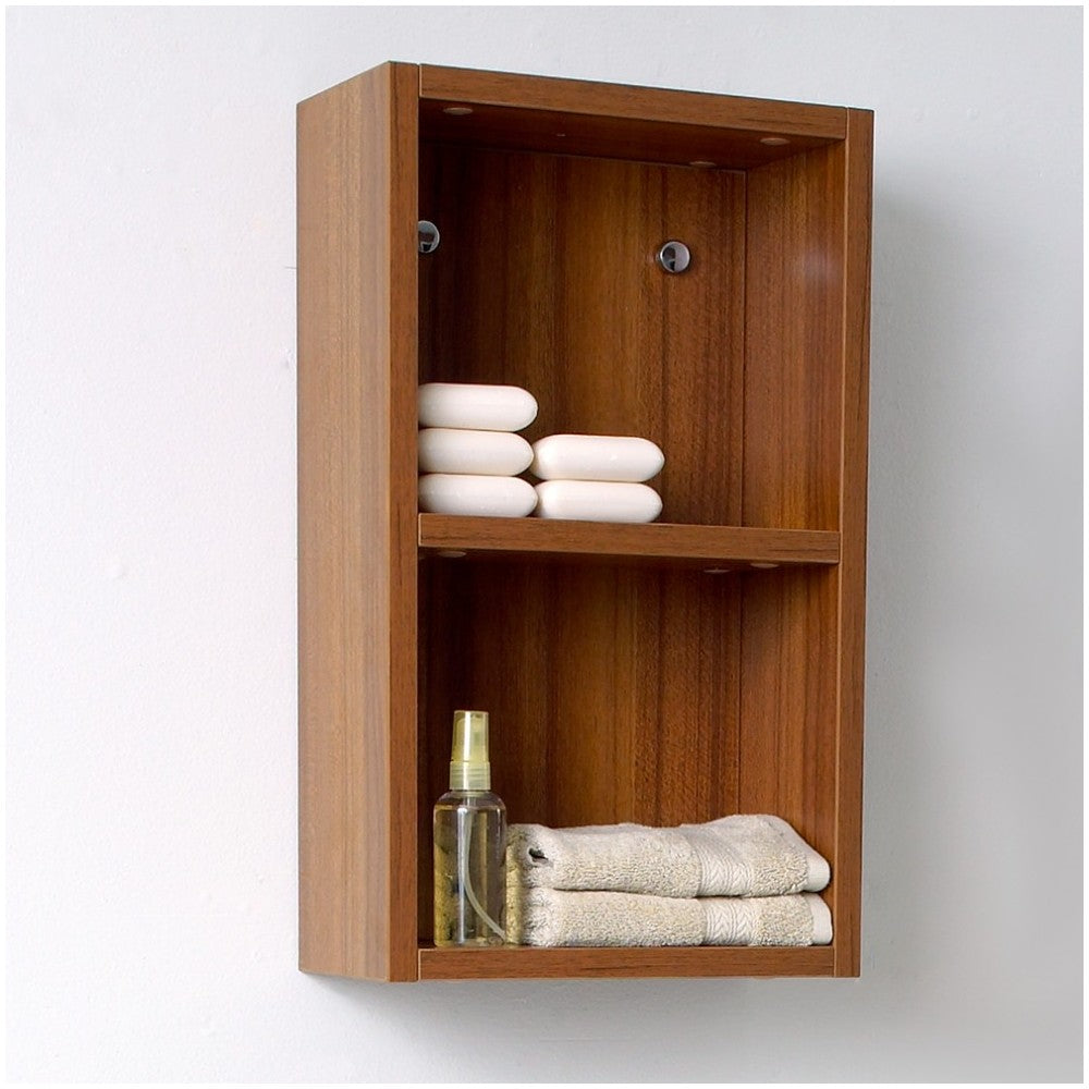 Fresca Teak Bathroom Linen Side Cabinet w/ 2 Open Storage Areas