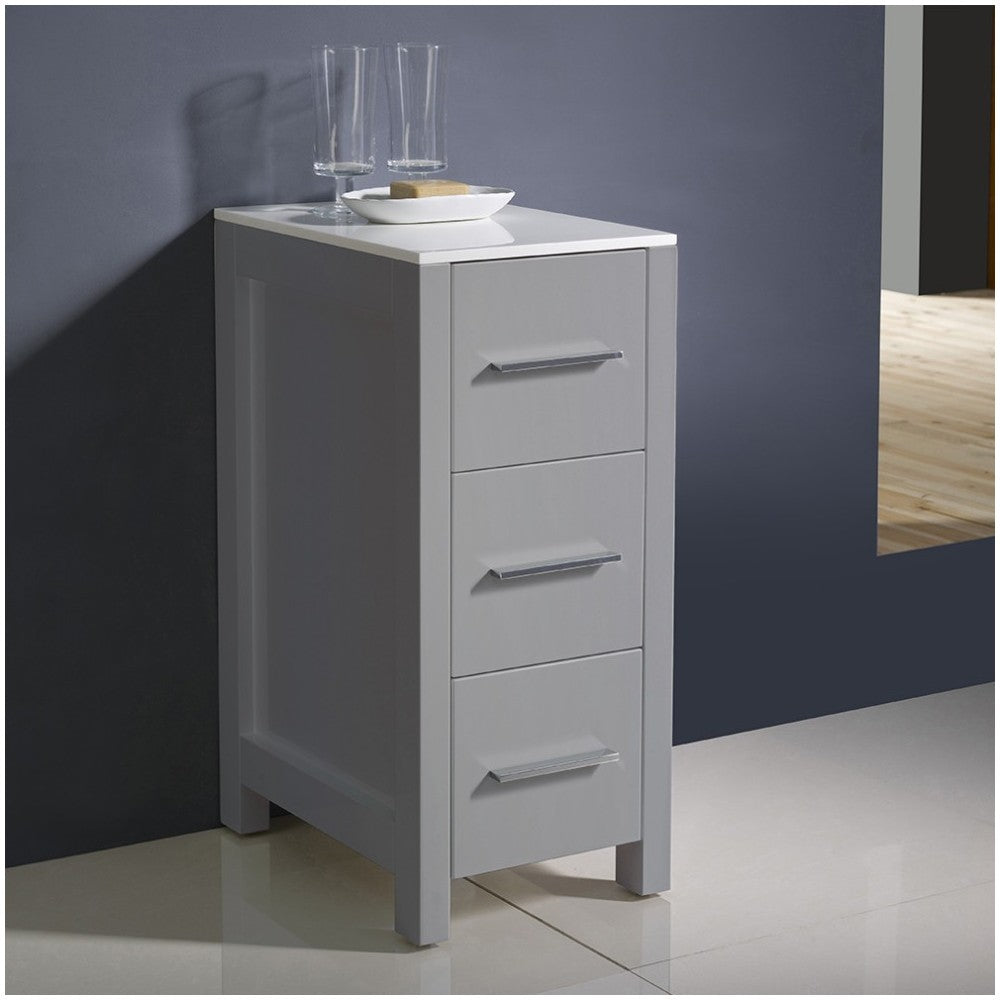 Fresca Torino 12" Gray Bathroom Linen Side Cabinet