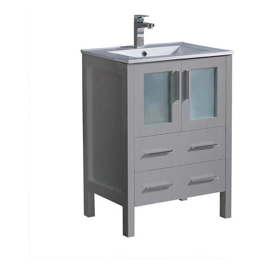 Fresca Torino 24" Gray Modern Bathroom Cabinet w/ Integrated Sink