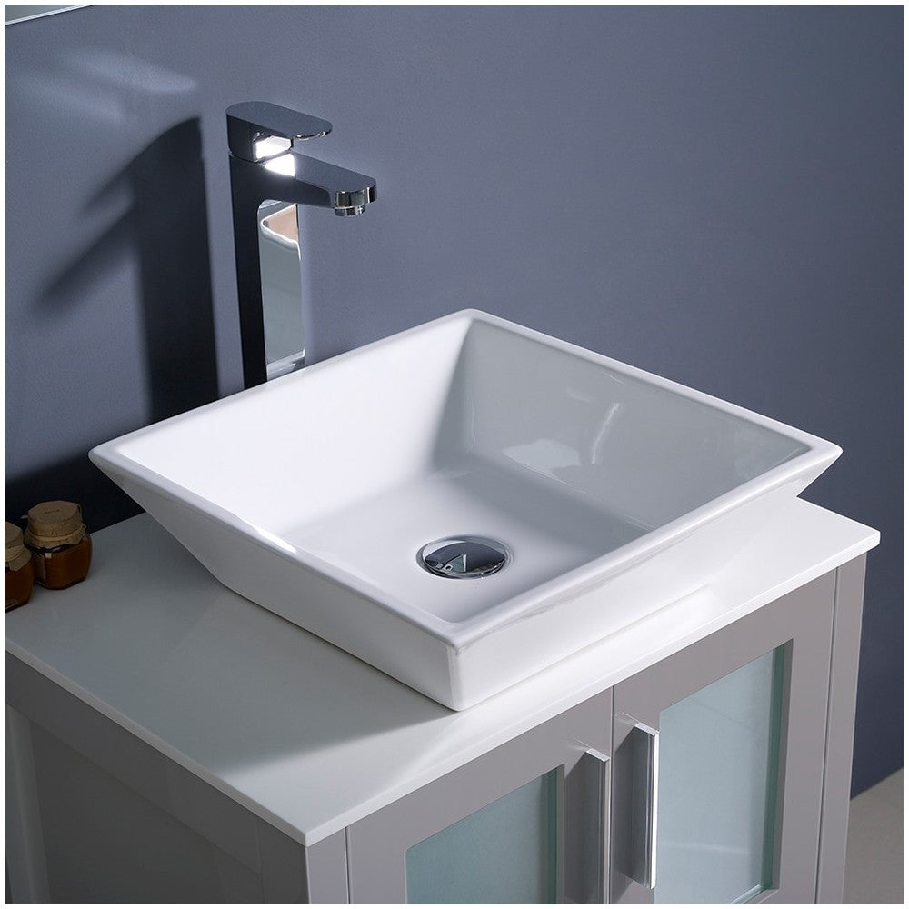 Fresca Torino 24" Gray Modern Bathroom Cabinet w/ Top & Vessel Sink