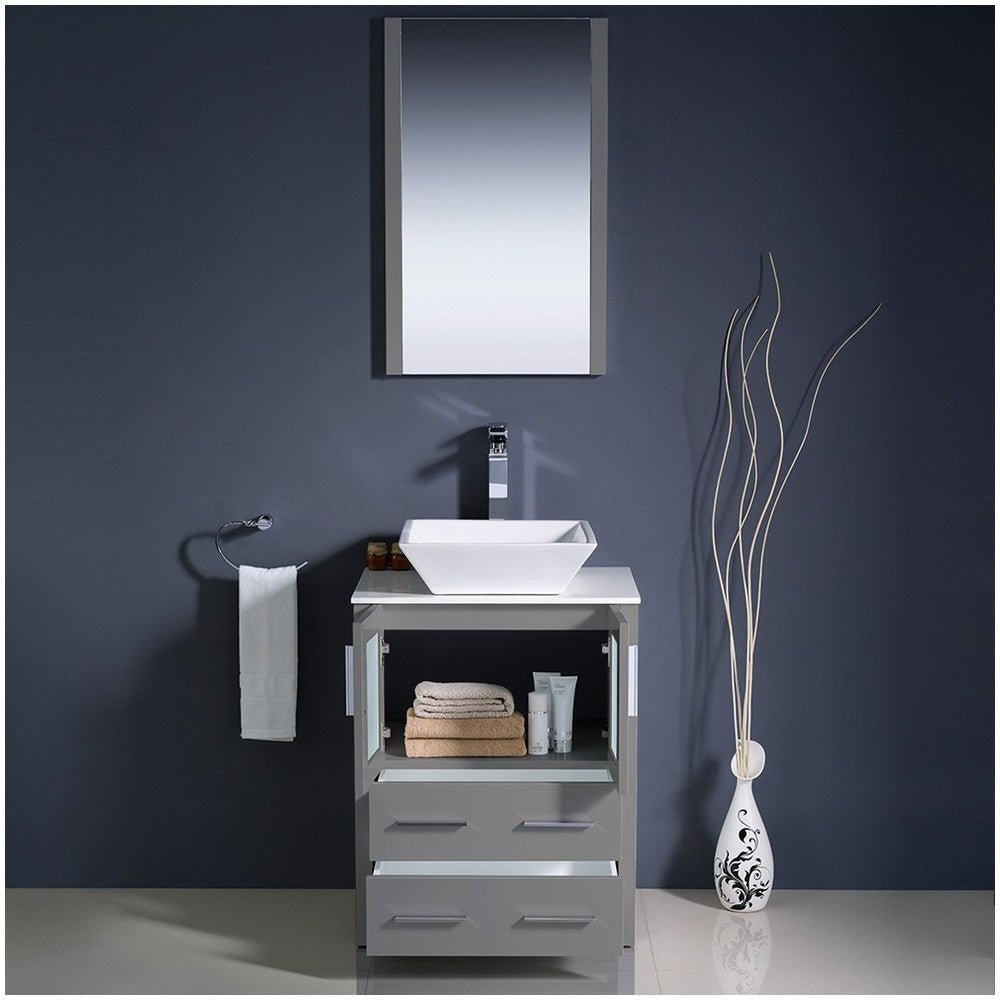 Fresca Torino 24" Gray Modern Bathroom Vanity w/ Vessel Sink