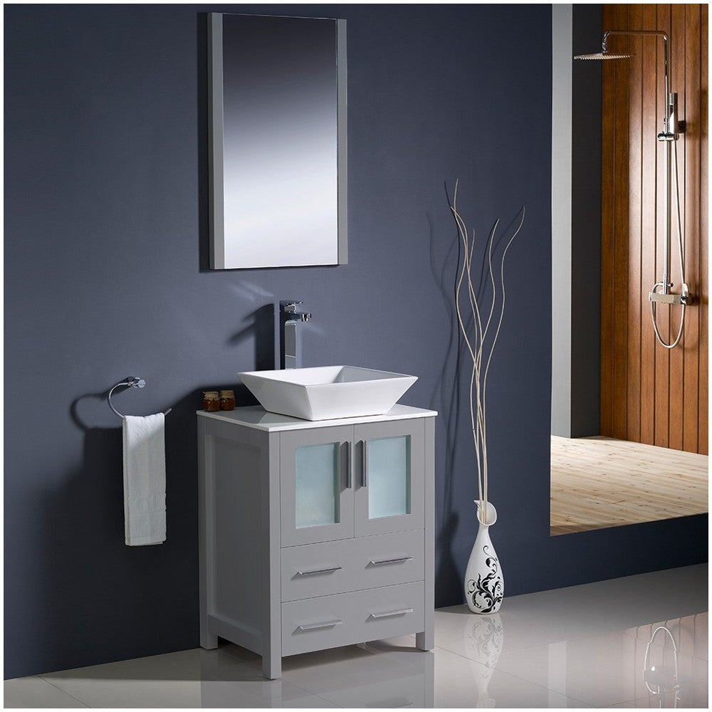 Fresca Torino 24" Gray Modern Bathroom Vanity w/ Vessel Sink